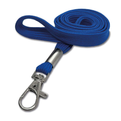 Cordon tour de cou 12 mm avec mousqueton fermoir - Bleu roi - miniature