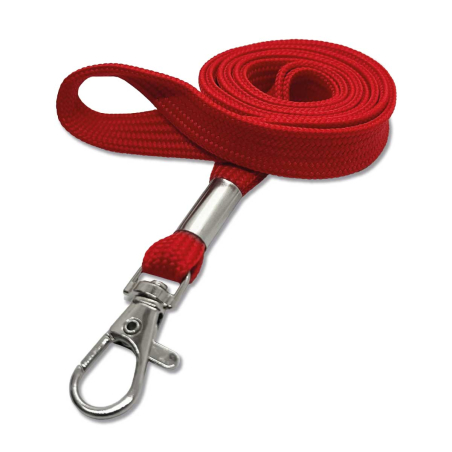 Cordon tour de cou 12 mm avec mousqueton fermoir - Rouge - miniature