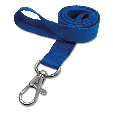 Cordon tramé PREMIUM 15 mm avec mousqueton fermoir - Bleu roi - miniature