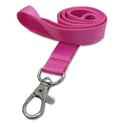 Cordon tramé PREMIUM 15 mm avec mousqueton fermoir - Rose