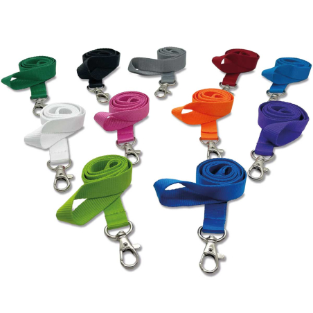 Cordon tramé PREMIUM 15 mm avec mousqueton fermoir - Bleu céruléen - couleur