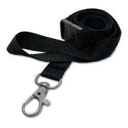 Cordon PET recyclé 15mm avec mousqueton fermoir sans nickel - Noir - miniature