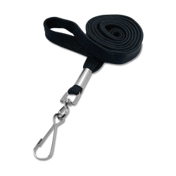 Cordon tour de cou 12 mm avec mousqueton simplex - Noir - miniature